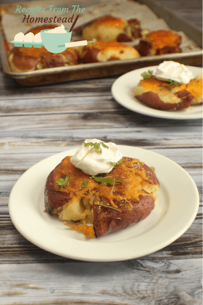 cheesy smashed potatoes