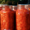 canned tomatoes in a jar