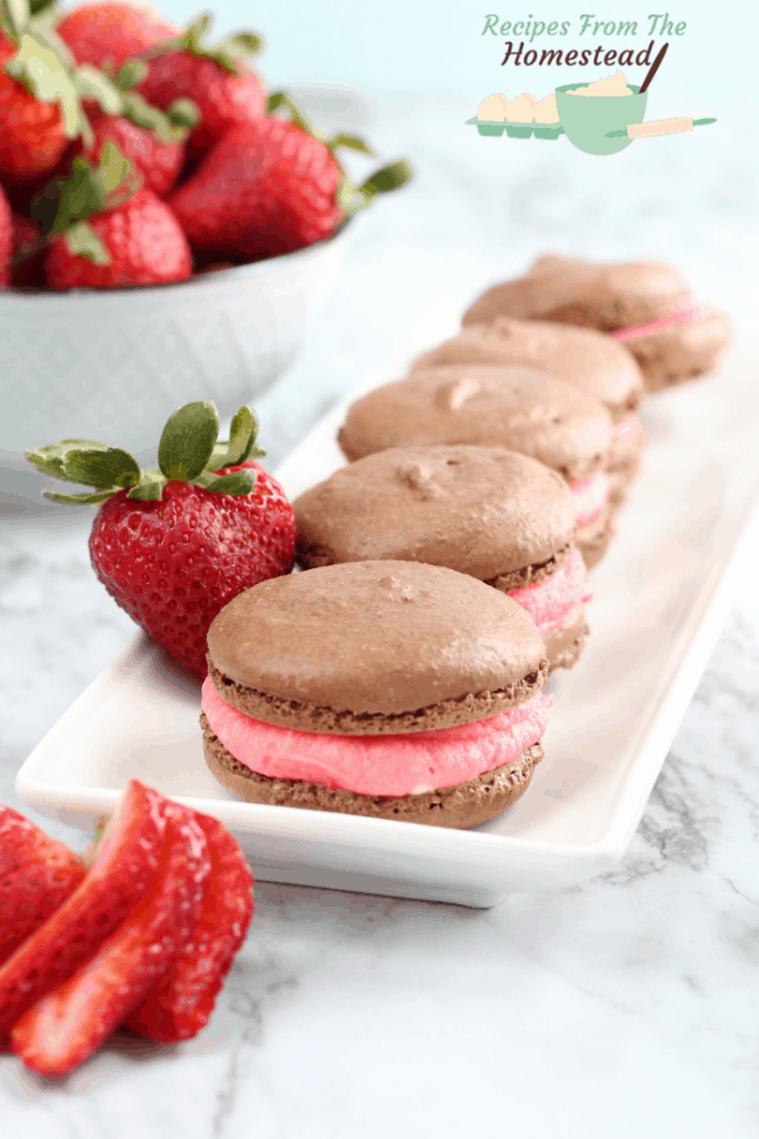 chocolate covered strawberry French macarons