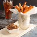 spicy sweet potato fries with cinnamon butter and coke