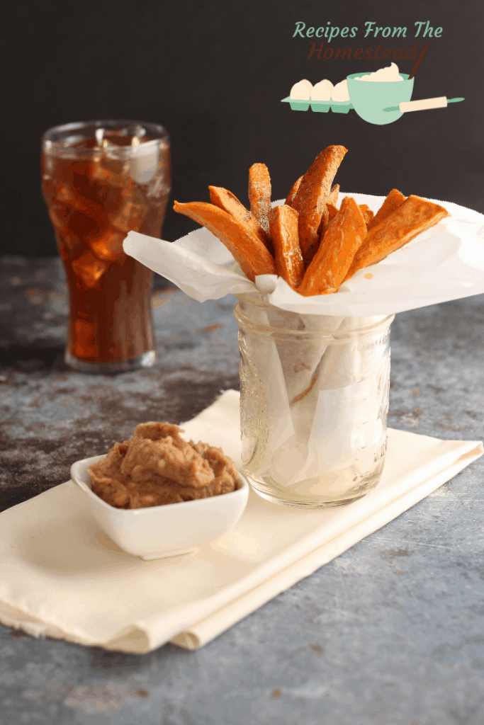 spicy sweet potato fries with cinnamon butter and coke