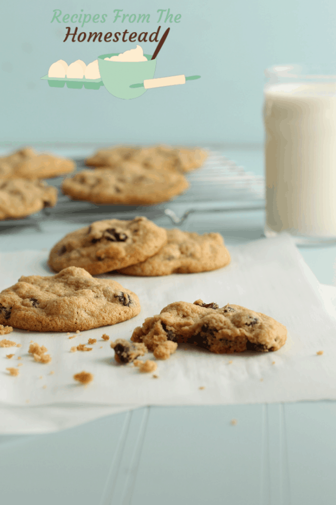 oatmeal raisin cookies with glass of milk