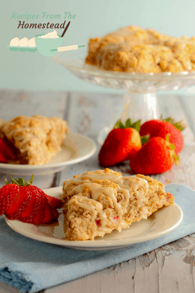 strawberry scones on white plates