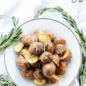 rosemary potatoes on a white plate