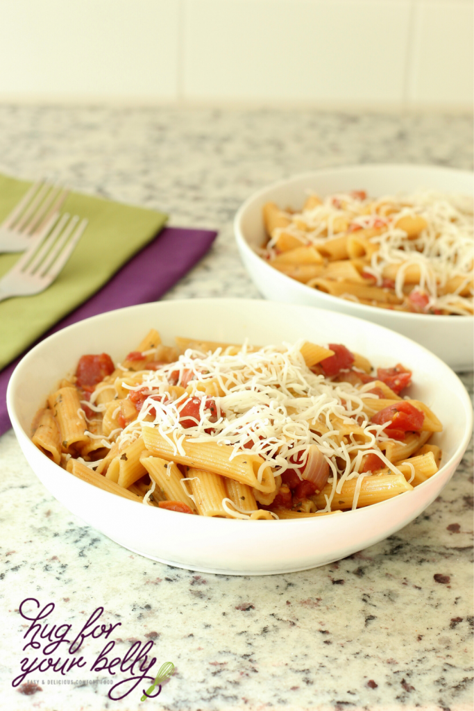 penne pasta in white bowl