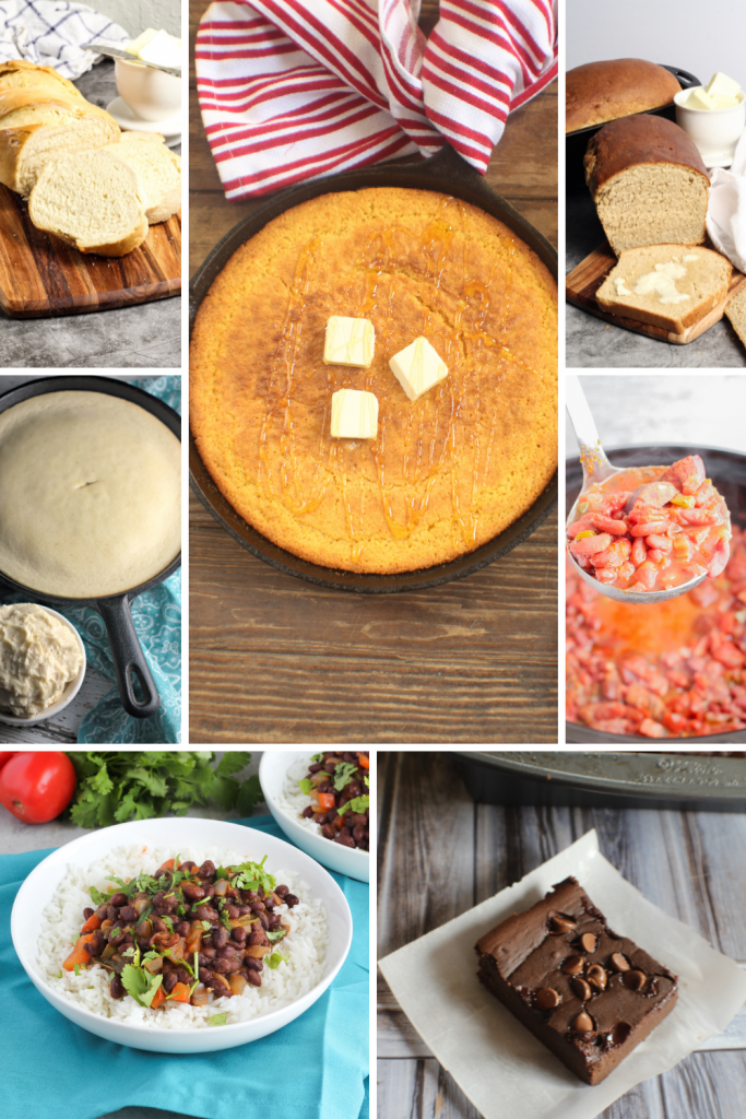 collage of food storage friendly recipes